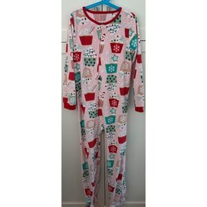 Carters Christmas‎ hot chocolate Footed Pajamas One Piece Zip Up Pink Red 12/12A